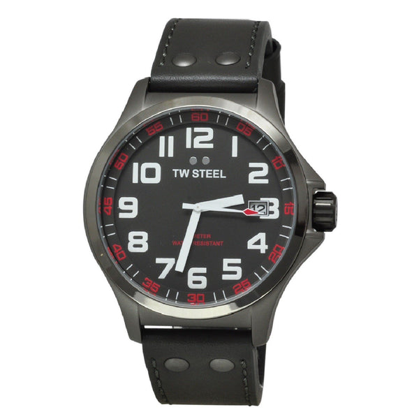 TW Steel Men's TW420 Pilot Grey Leather Watch