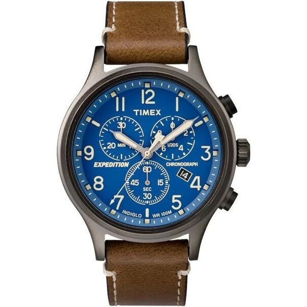 Timex Men's TW4B09000 Expedition Scout Chronograph Brown Leather Watch