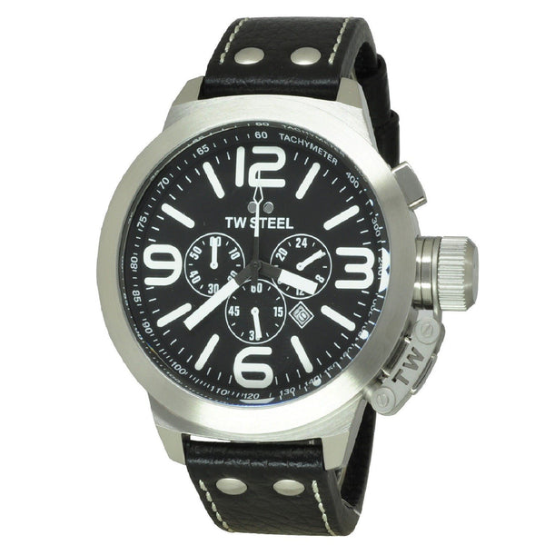 TW Steel Men's TW4 Canteen Chronograph Black Leather Watch