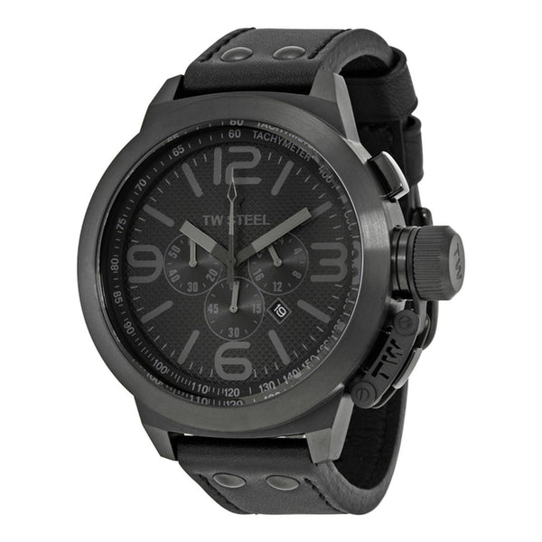 TW Steel Men's TW822 Canteen Chronograph Black Leather Watch