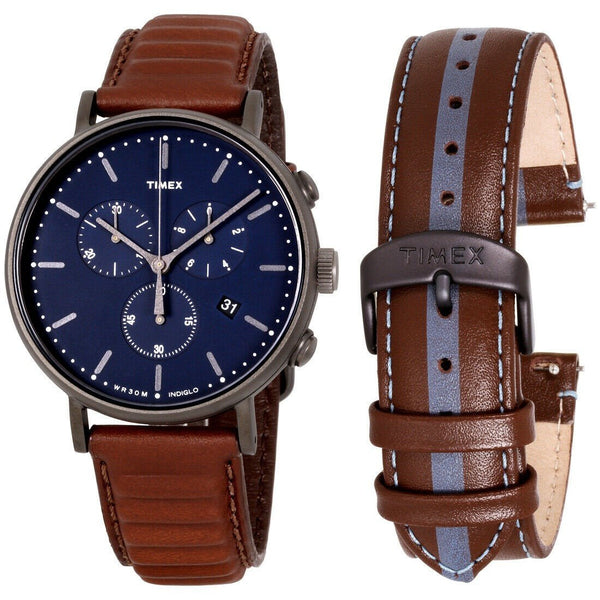 Timex Men's TWG016800 Fairfield Chronograph Brown Leather Watch