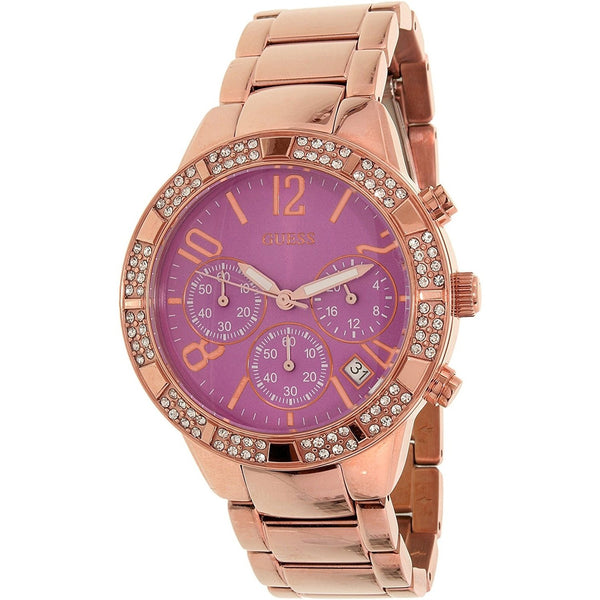 Guess Women's U0141L7 Sparkling Chronograph Crystal Rose-Tone Stainless Steel Watch