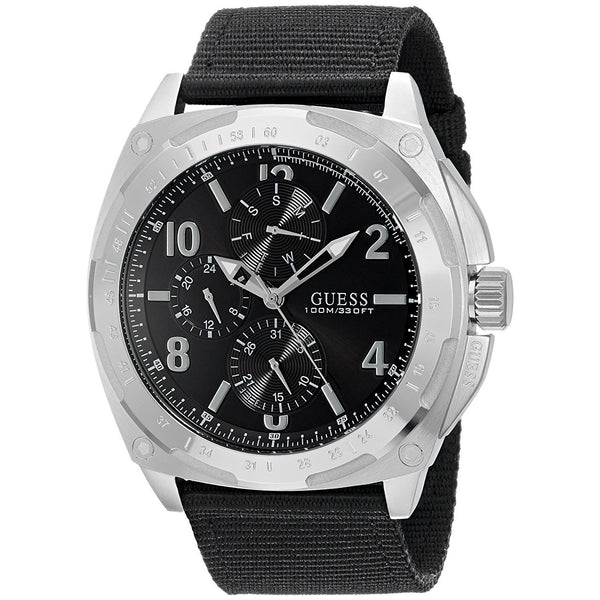 Guess Men's U0680G1 Black Nylon Multi-Function Black Canvas Watch