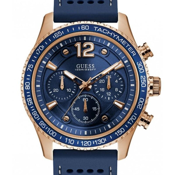 Guess Men's U0971G3 Fleet Chronograph Blue Rubber Watch
