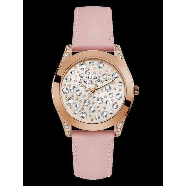 Guess Women's U1065L1 Casual Crystal Pink Leather Watch