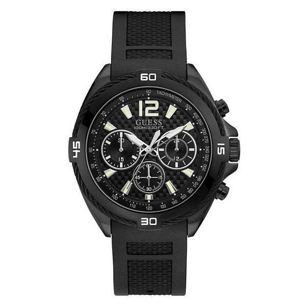 Guess Men's U1168G2 Casual Chronograph Black Silicone Watch