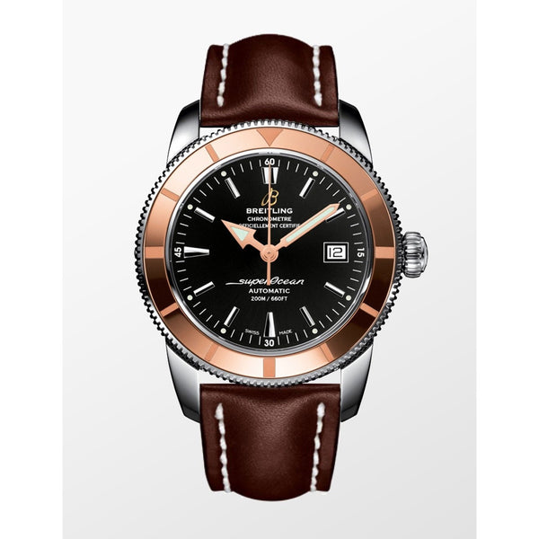 Breitling Men's U1732112-BA61-437X Superocean Heritage 42 18kt Rose Gold Automatic Brown Leather Watch