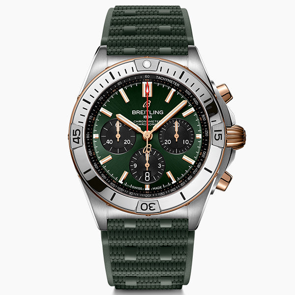 Breitling Chronomat B01 Chronograph 42 18K Gold & Steel on Rubber - UB0134131L1S1