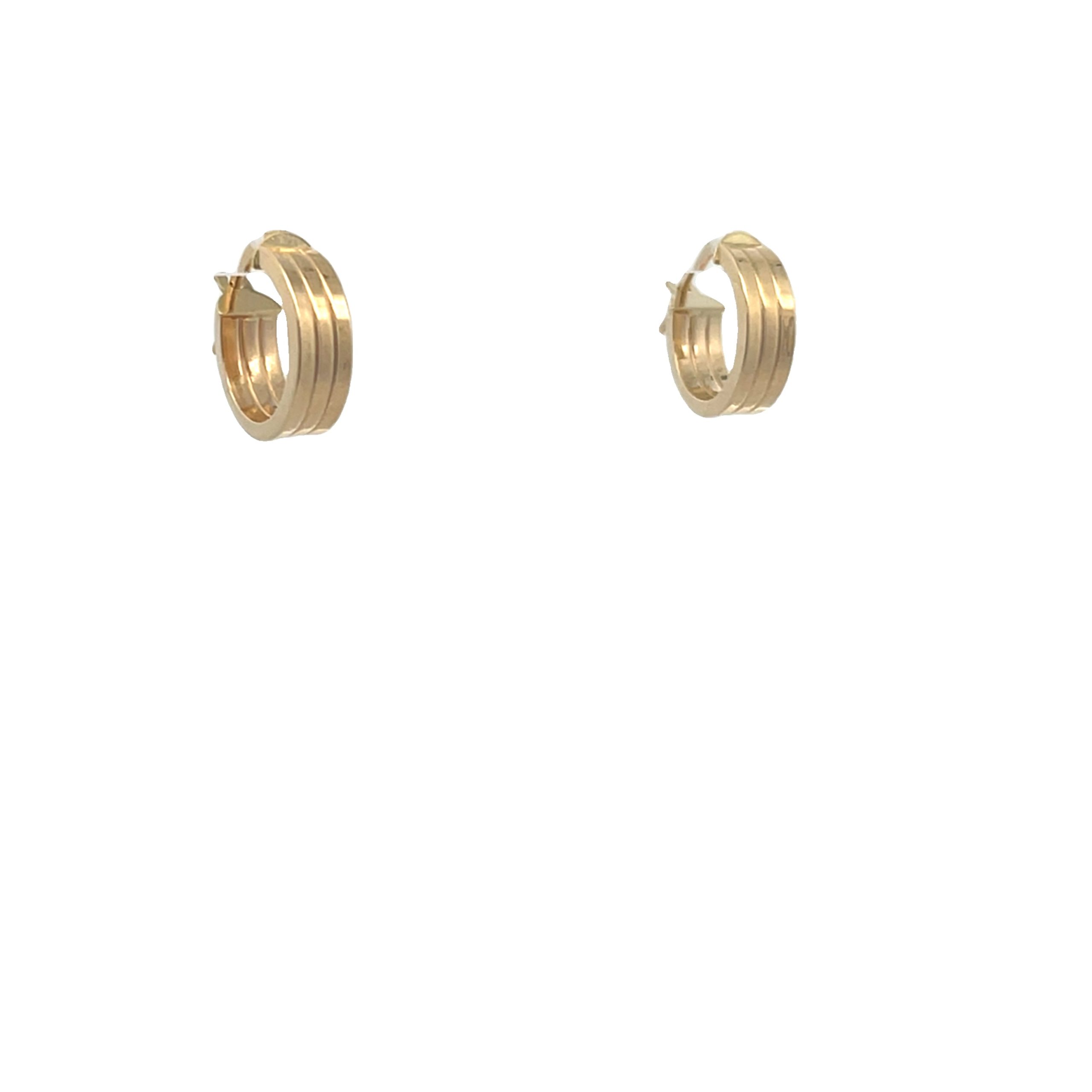14K Gold Lines Chunky Hoops
