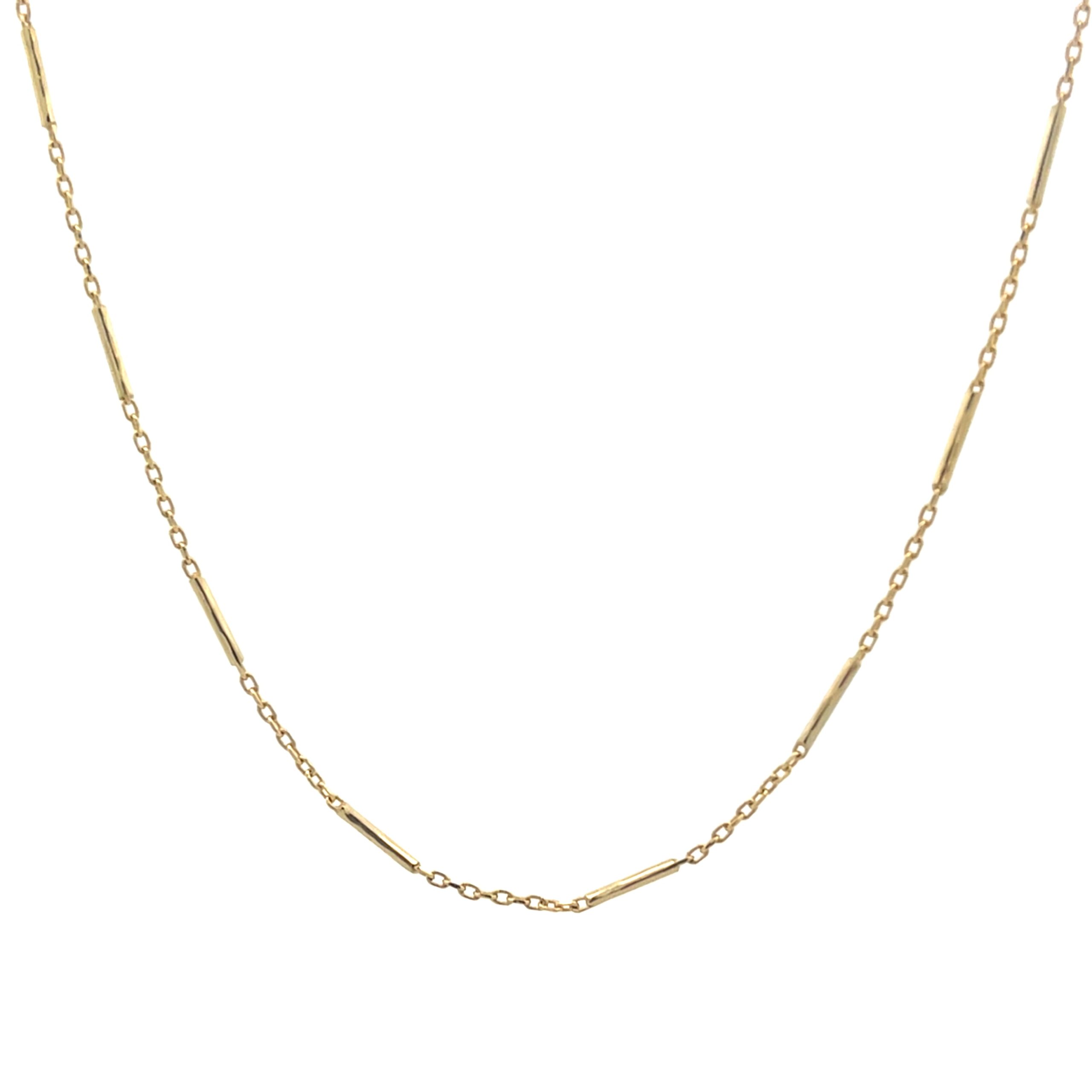 14K Gold Barrel Link Necklace