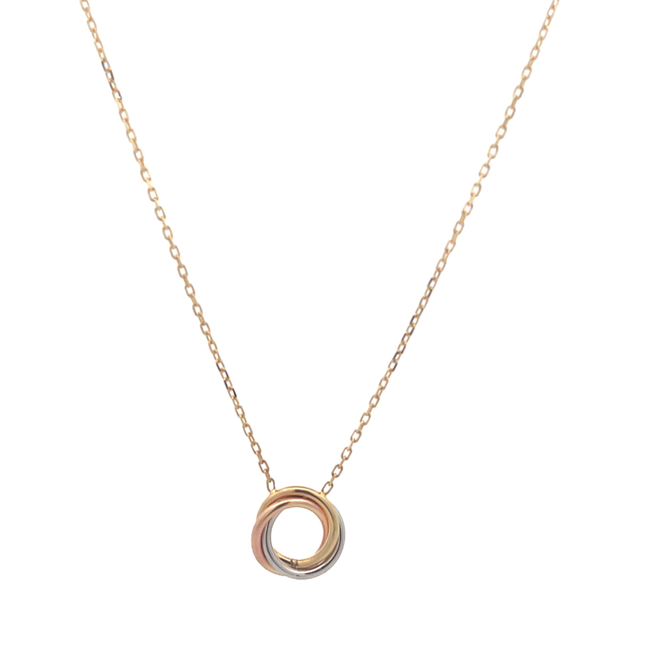 14K Gold Three Tone Circle Necklace