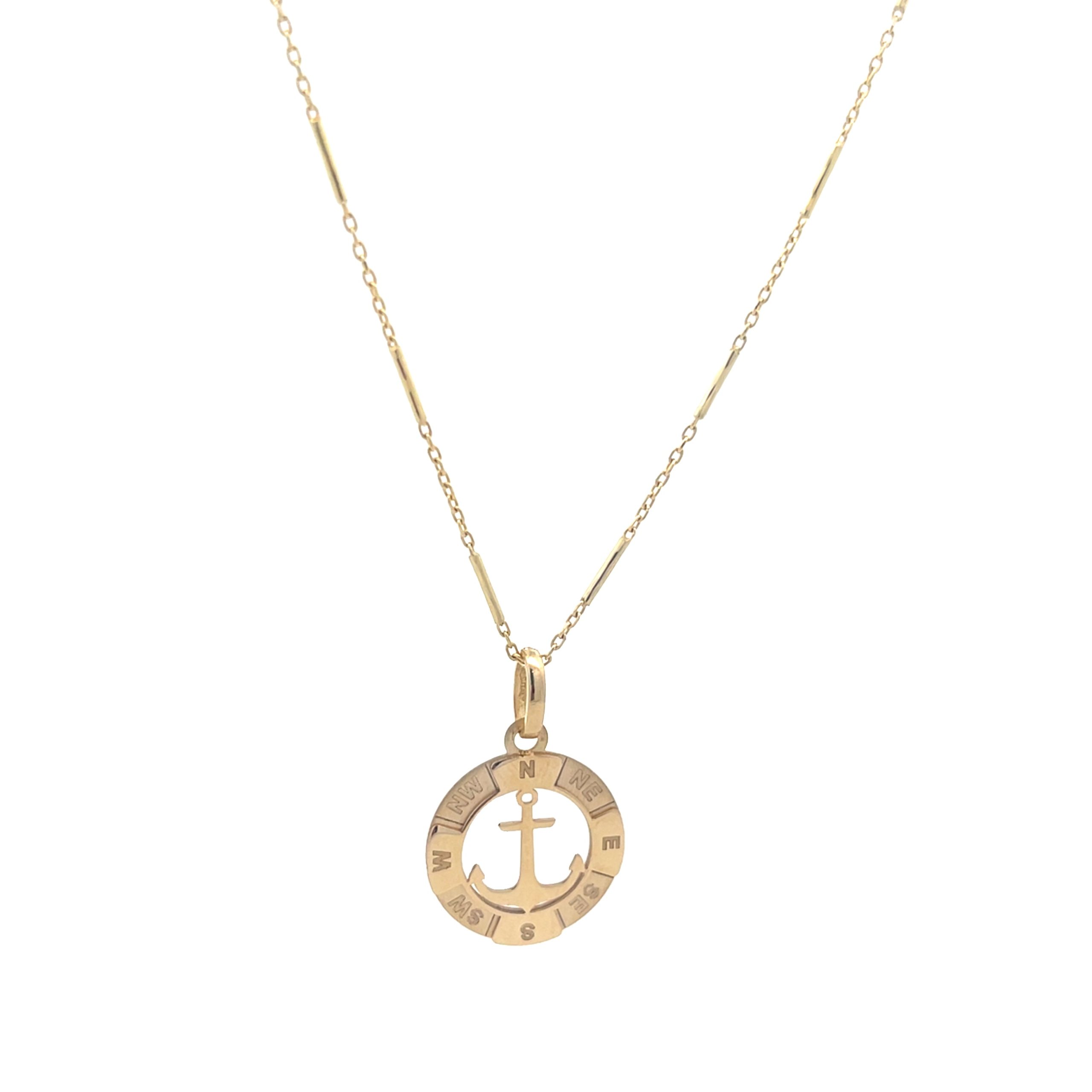 14K Gold Anchor Pendant