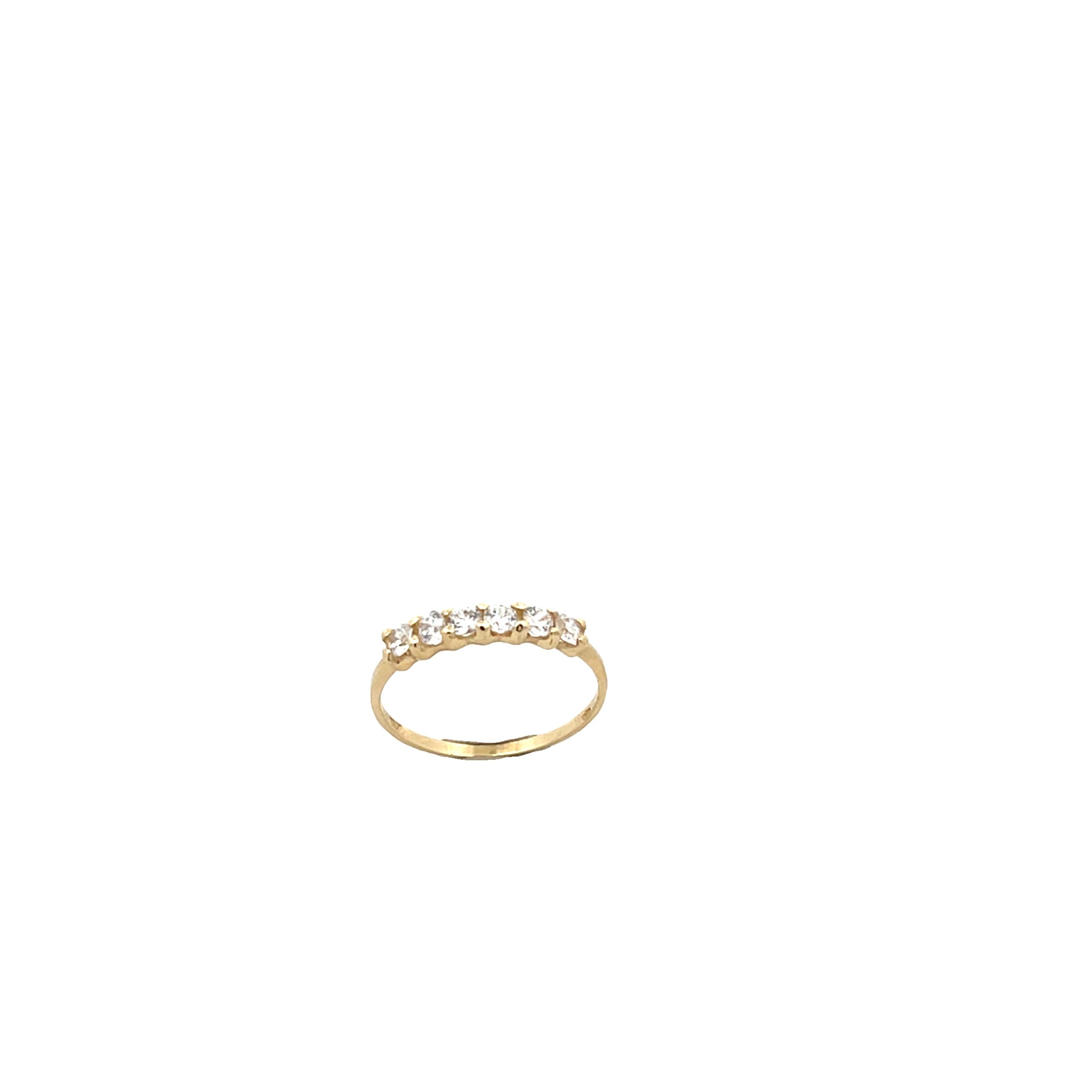 14K Gold Six Stones Cz