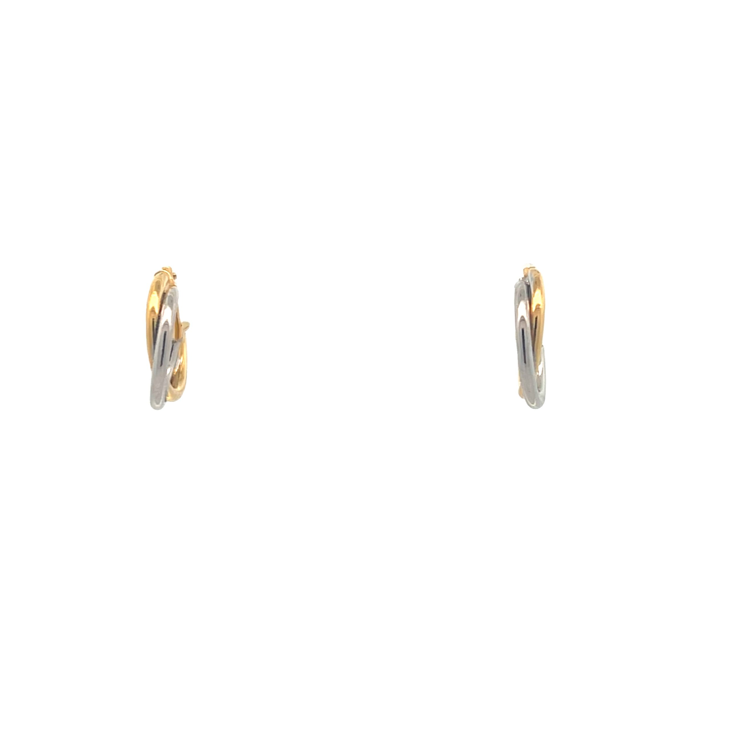 14K Gold Small Two Tone Hoops