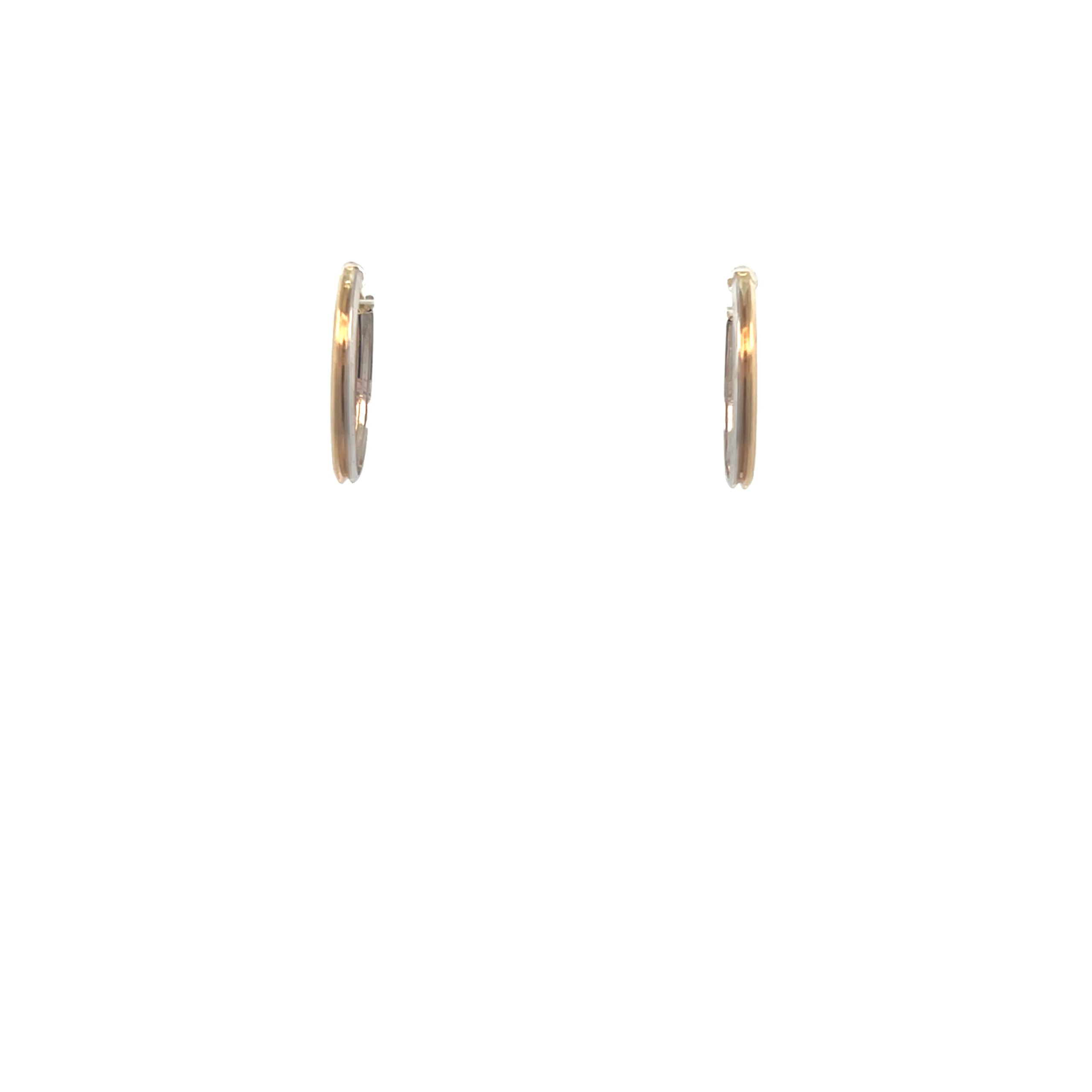 14K Gold Two Tone Oval Hoops