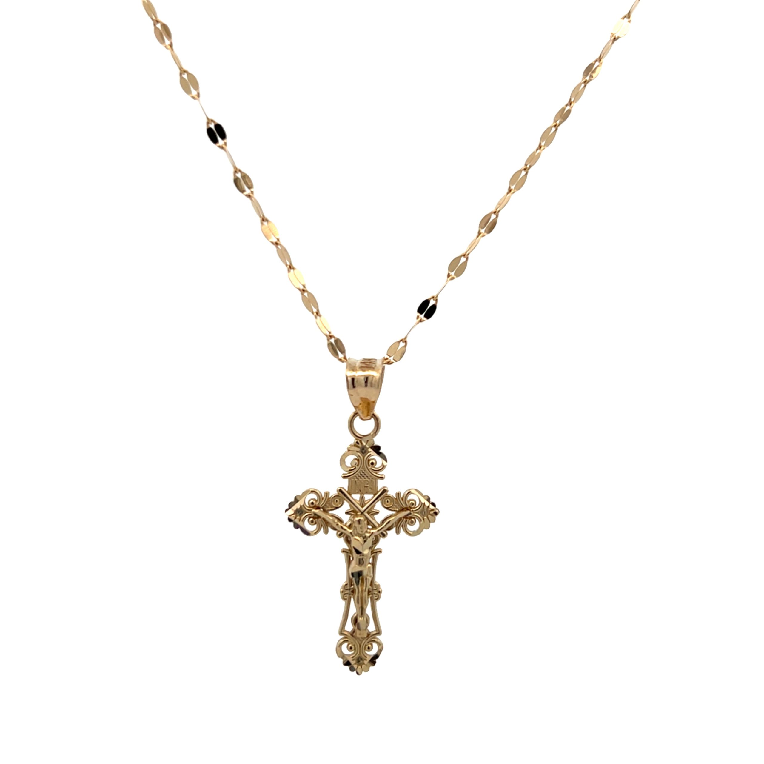 14K Gold Vintage Jesus Cross Pendant