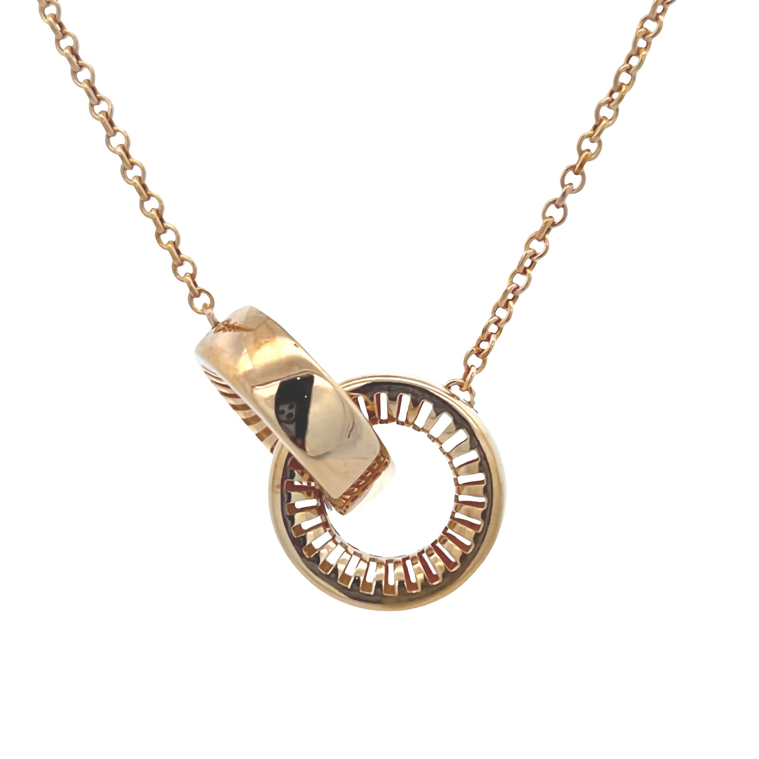 14K Gold Double Round Link Necklace
