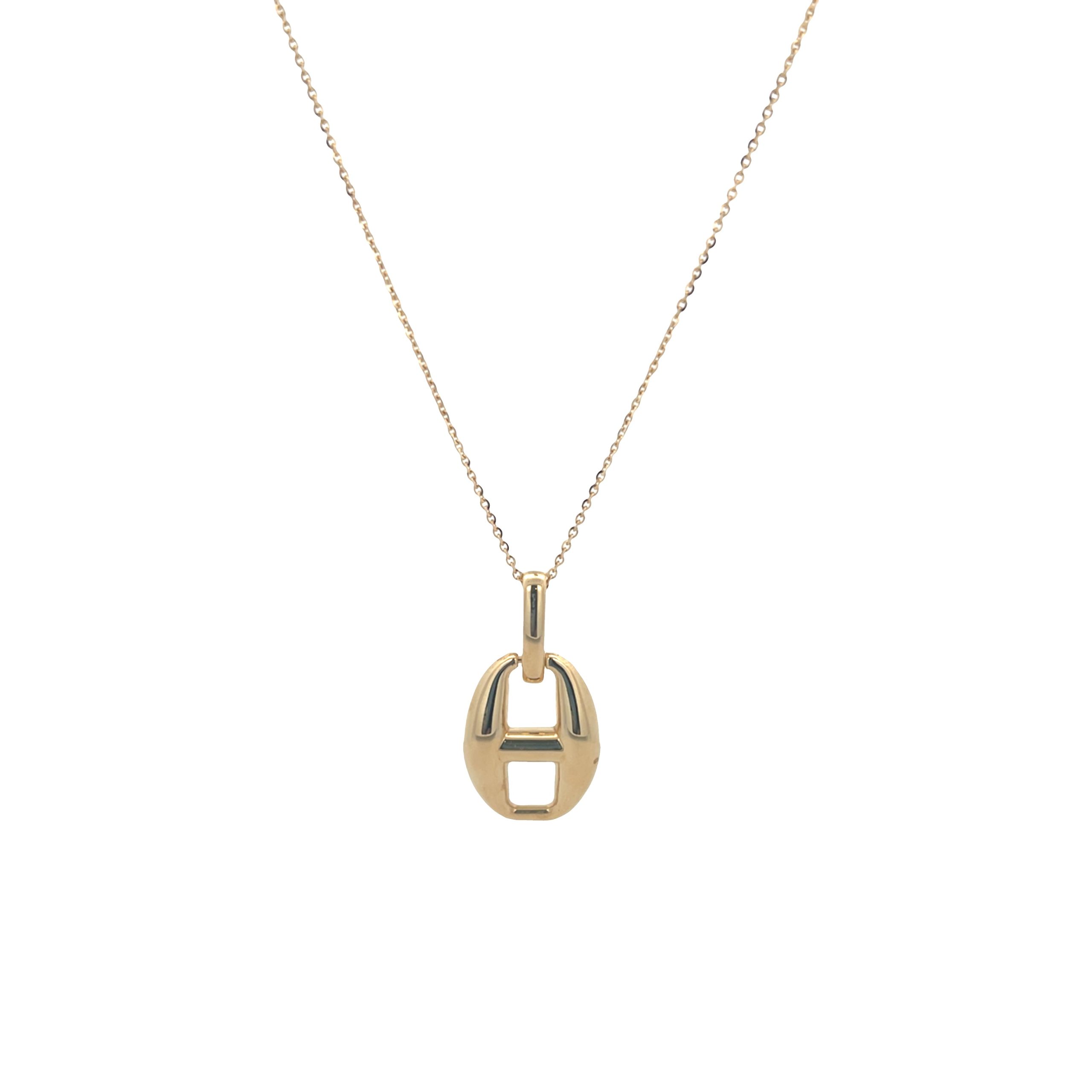 14K Gold Chunky Puff Mariner Necklace