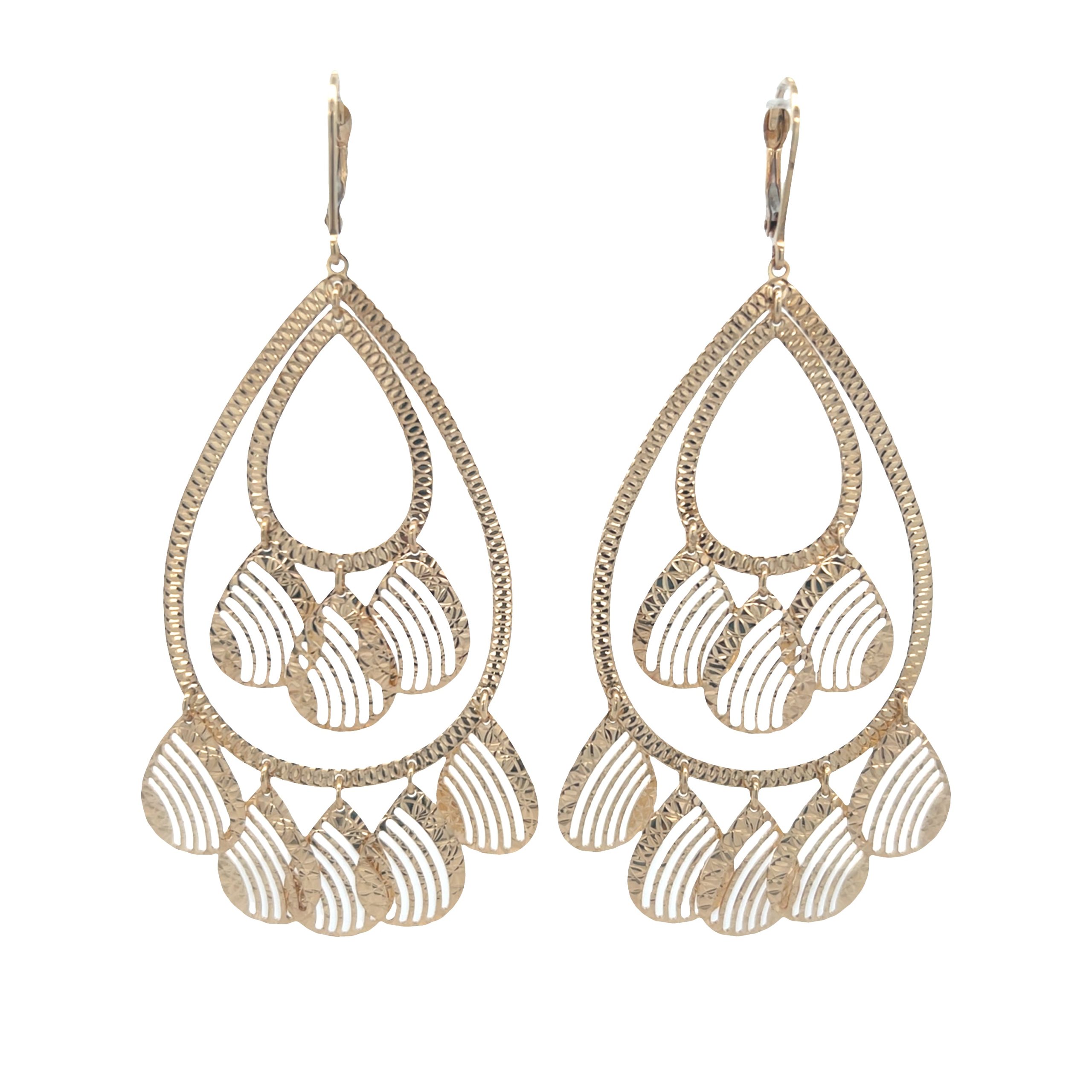 14K Teardrop Dangle Gold Earrings