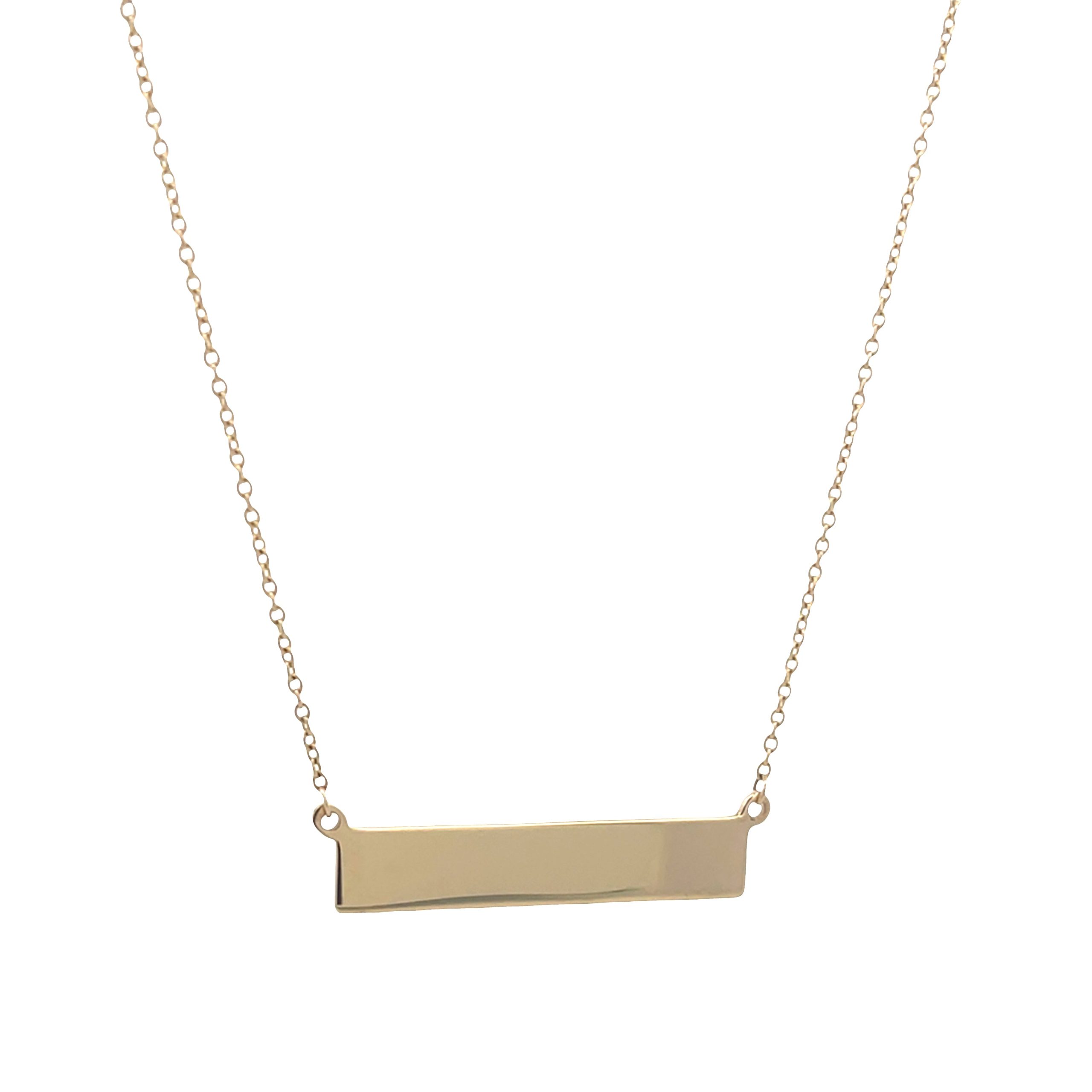 14K Engraving Plate Gold Necklace