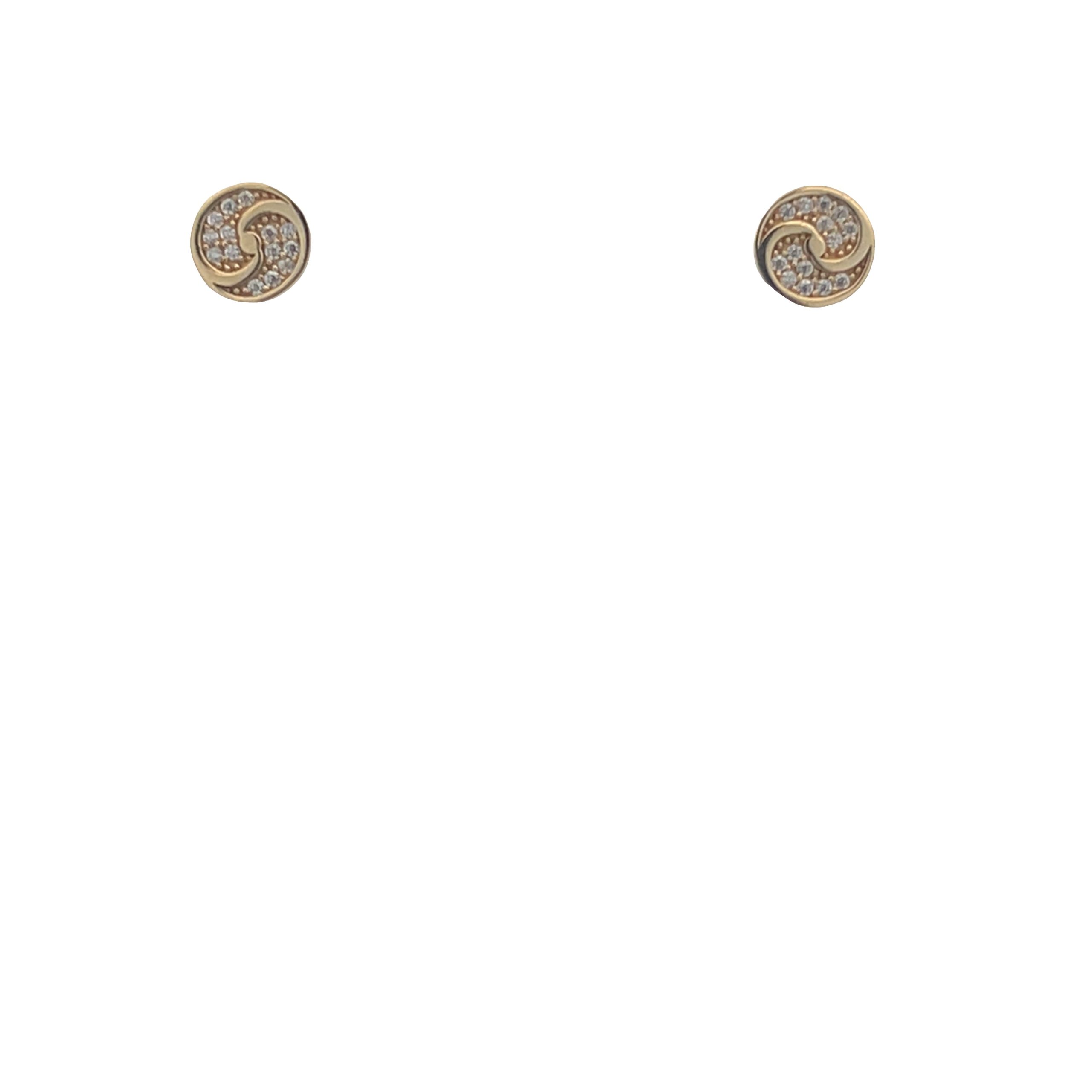 14K Gold Swirl Earrings Stud