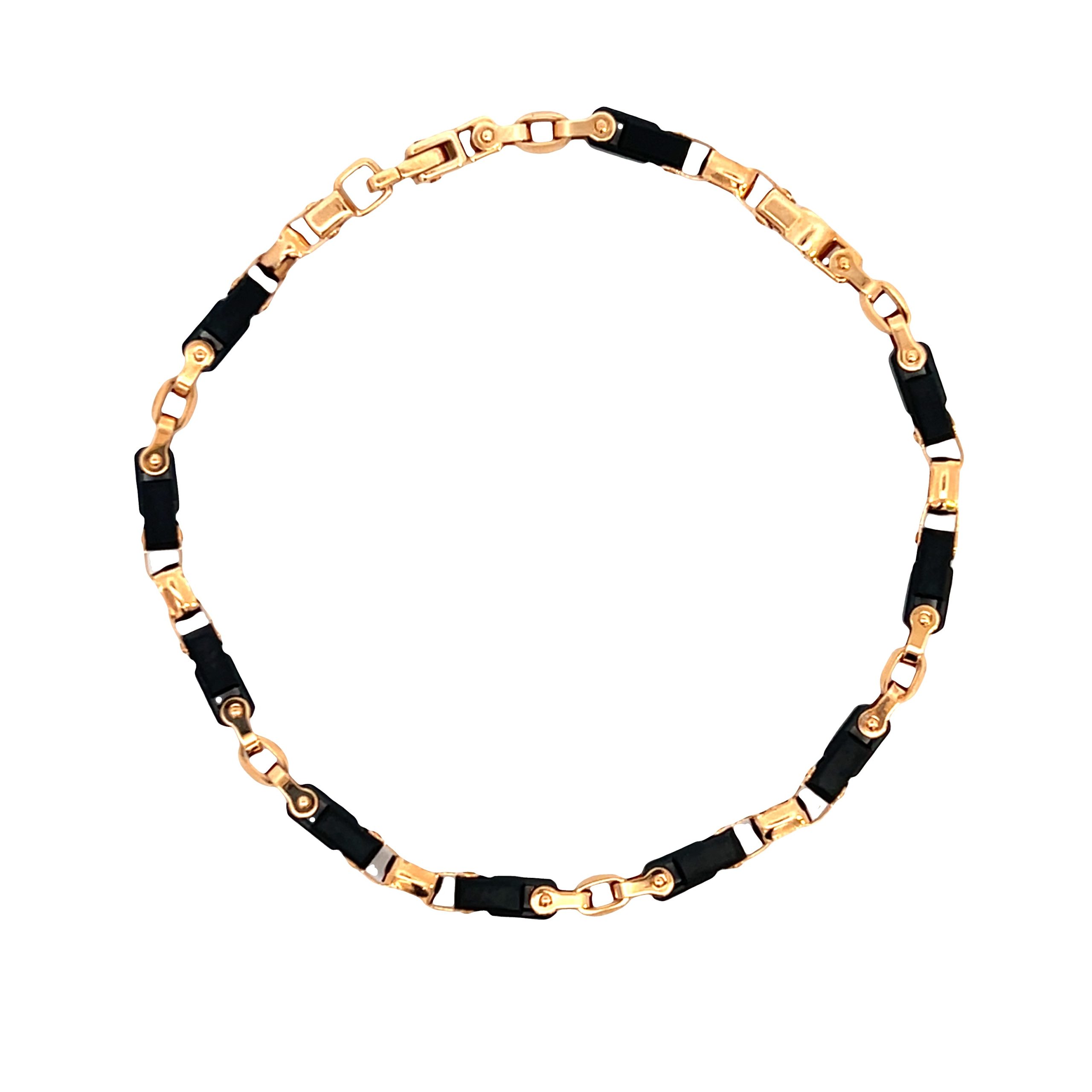 Zancan 18K Black Ceramic & Link Round Rose Gold Bracelet