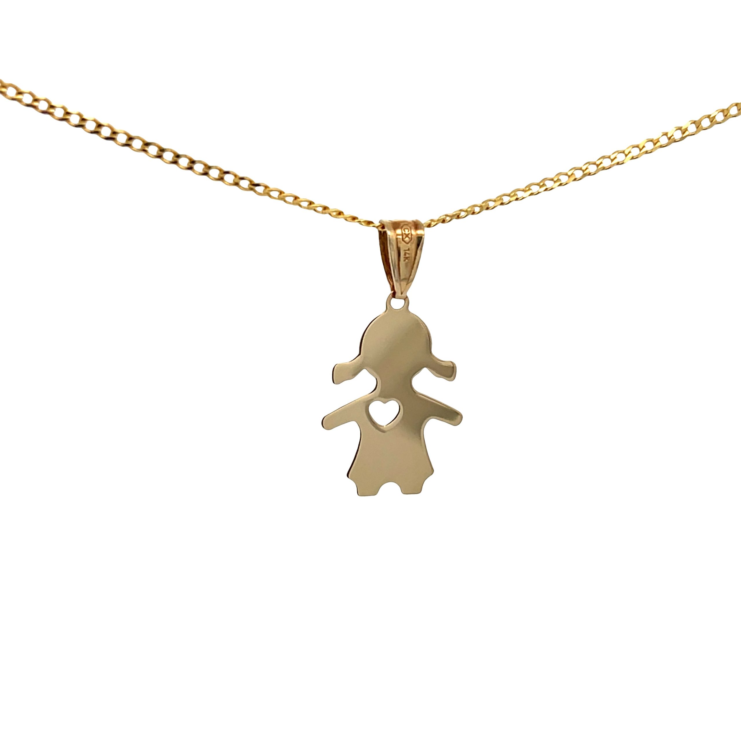 14K Gold Girl Shape Pendant