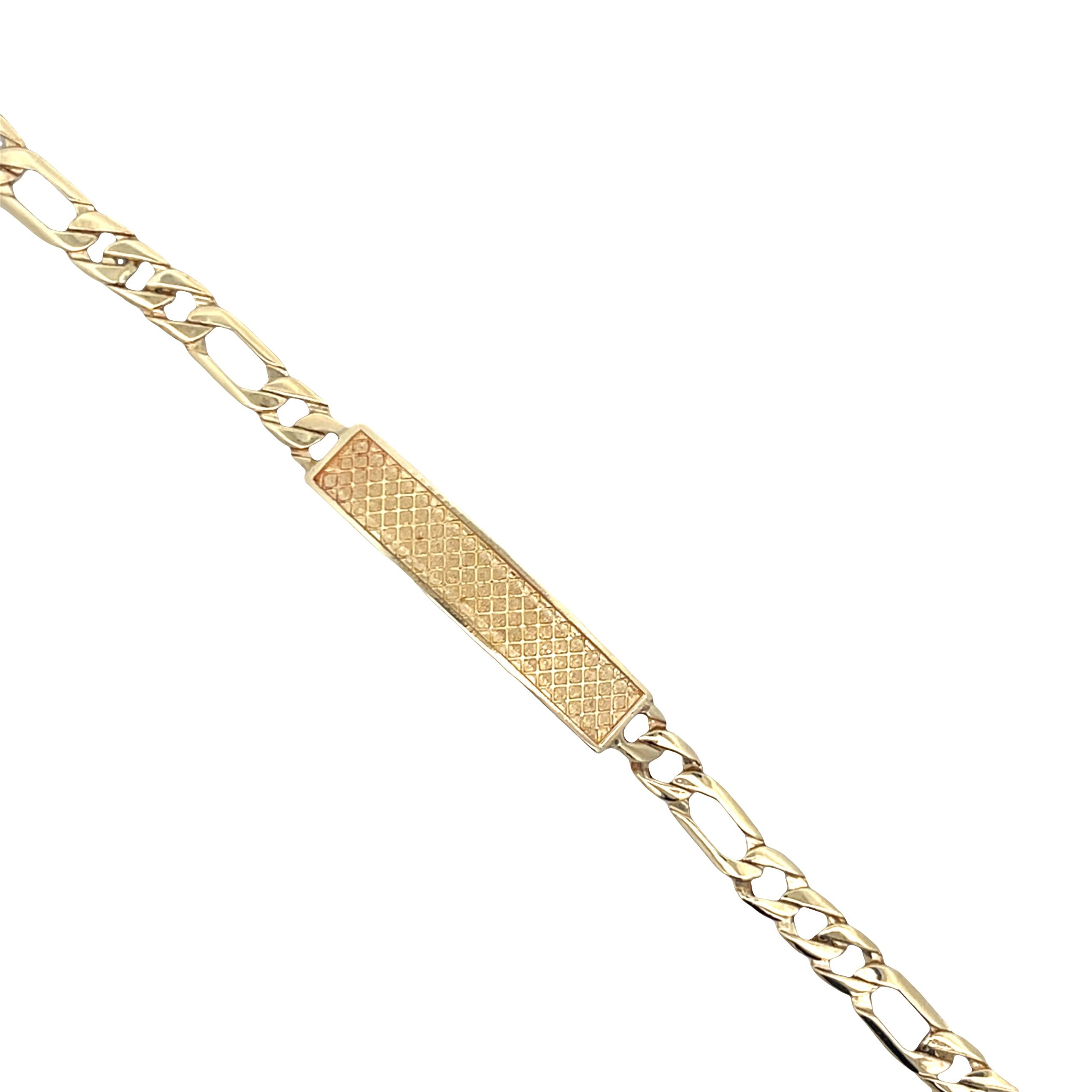 14K Gold Engraving Figaro Bracelet
