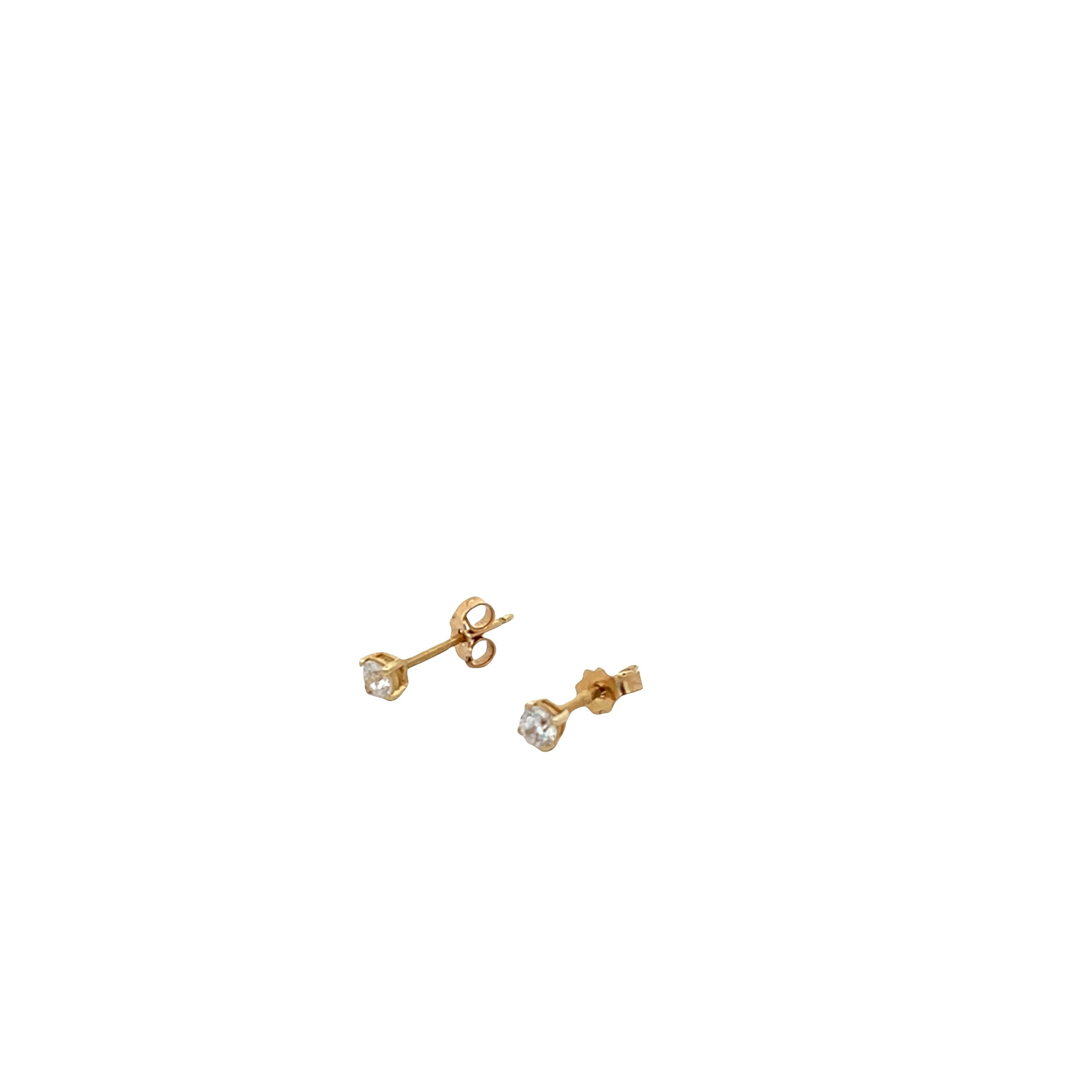 14K Gold Clear CZ Stud 3MM
