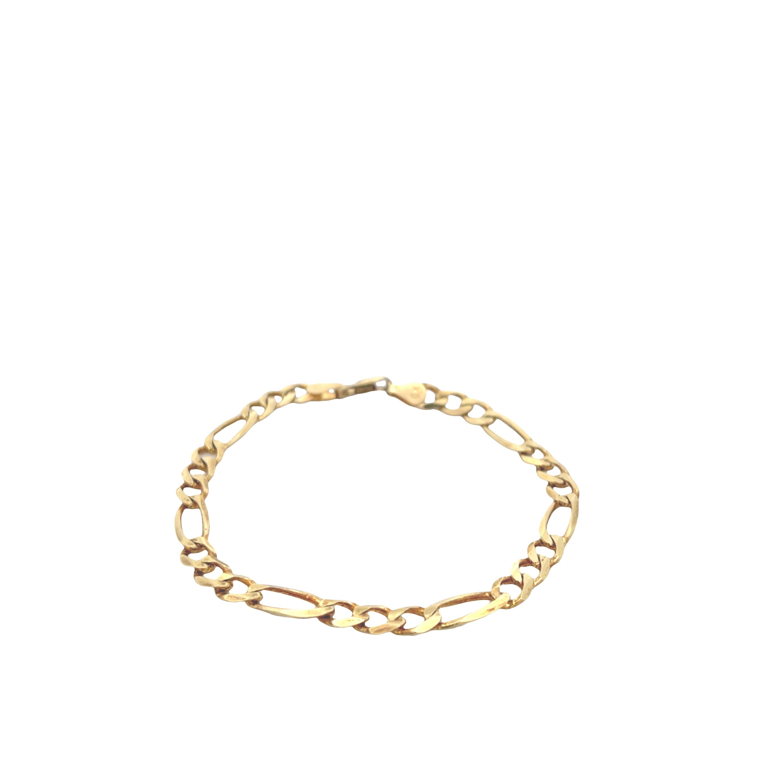 14K Gold Diamond Cut Figaro Bracelet