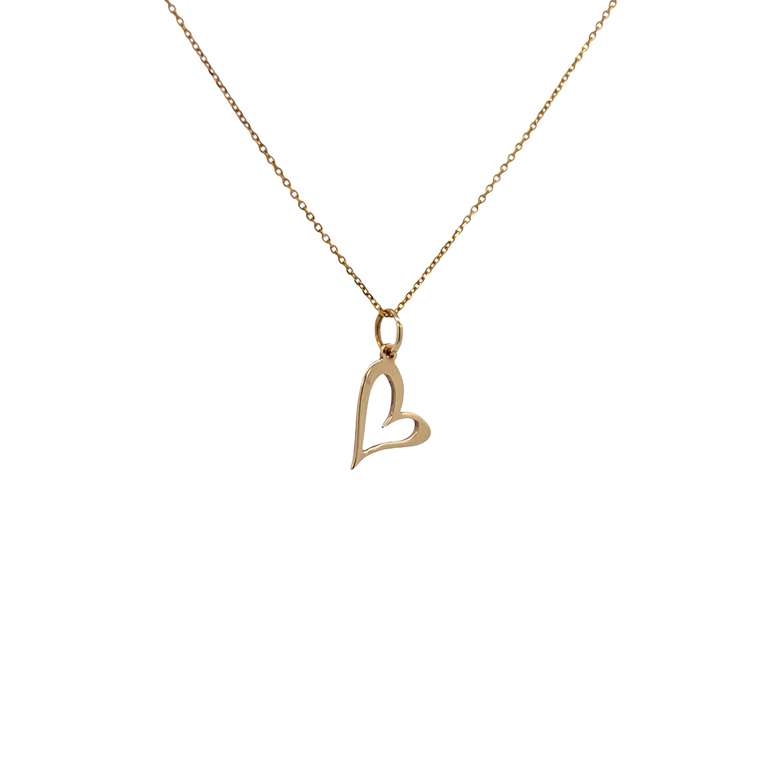 14K Gold Open Heart Pendant with Chain