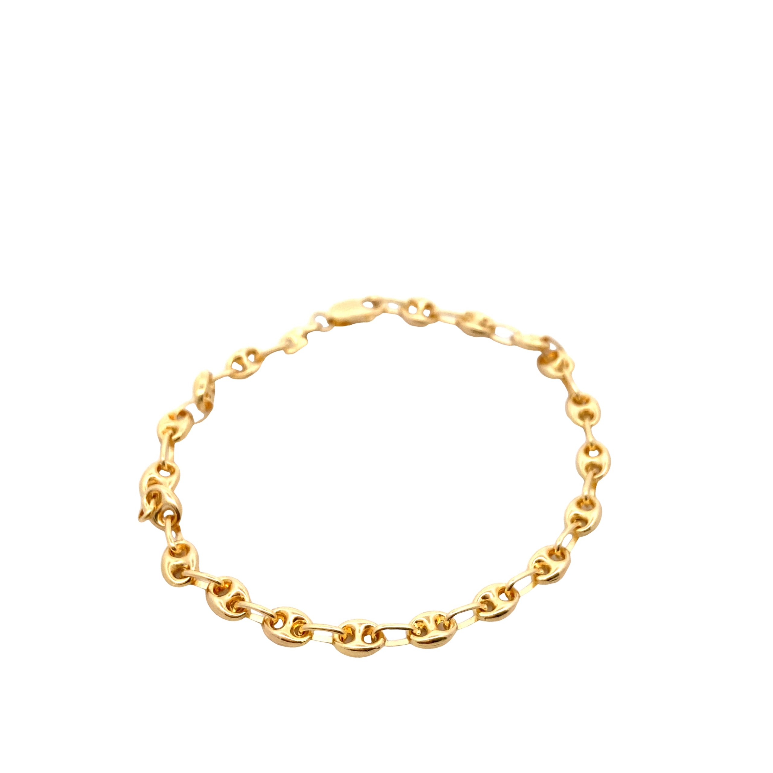 14K Gold Small Coffe Bean Link Bracelet