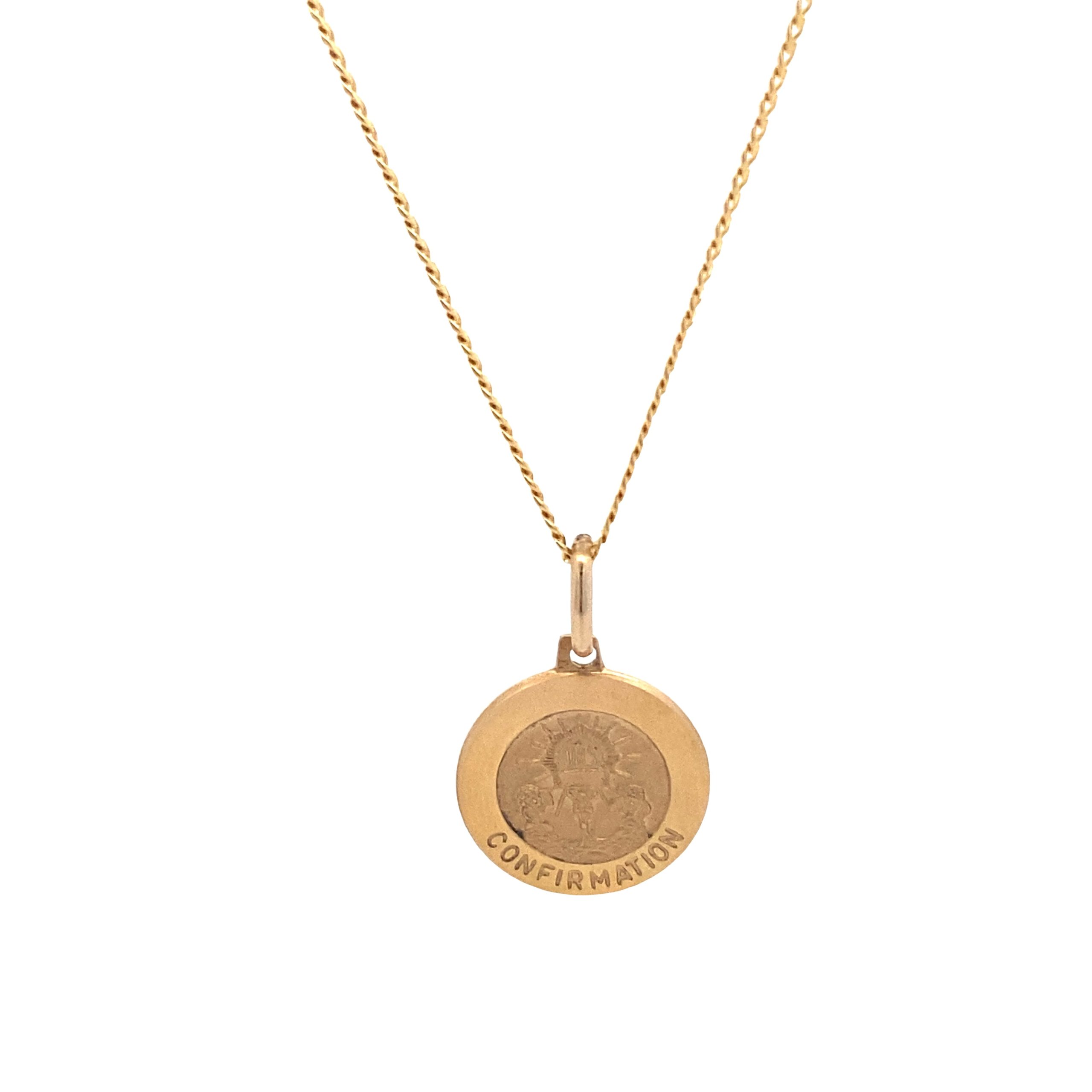 14K Gold Sacred Confirmation Plaque Pendant