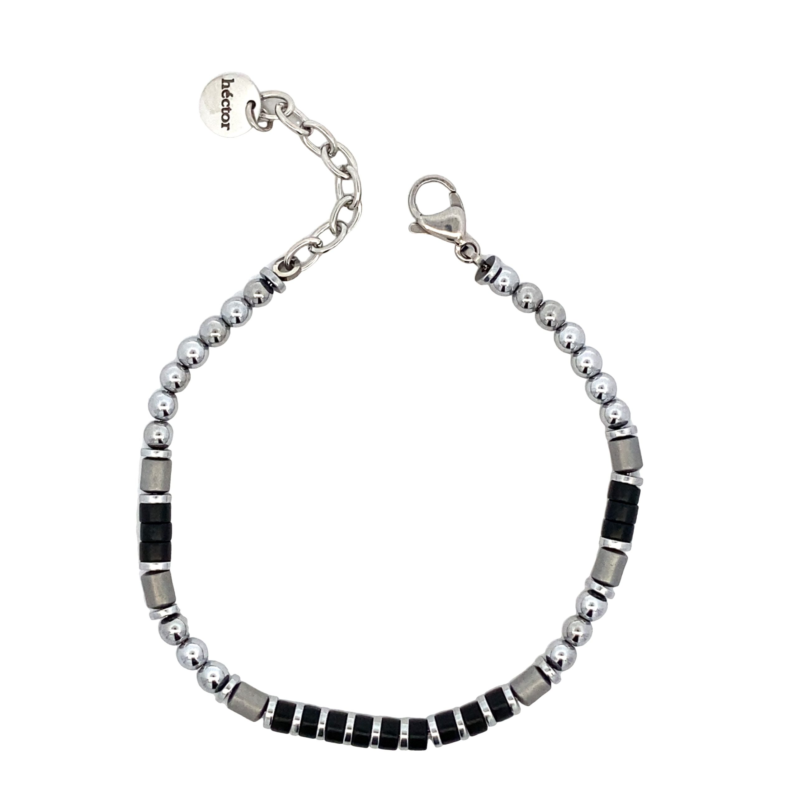 Hector by Marcello Pane Black and Silver Bead Link Bracelet