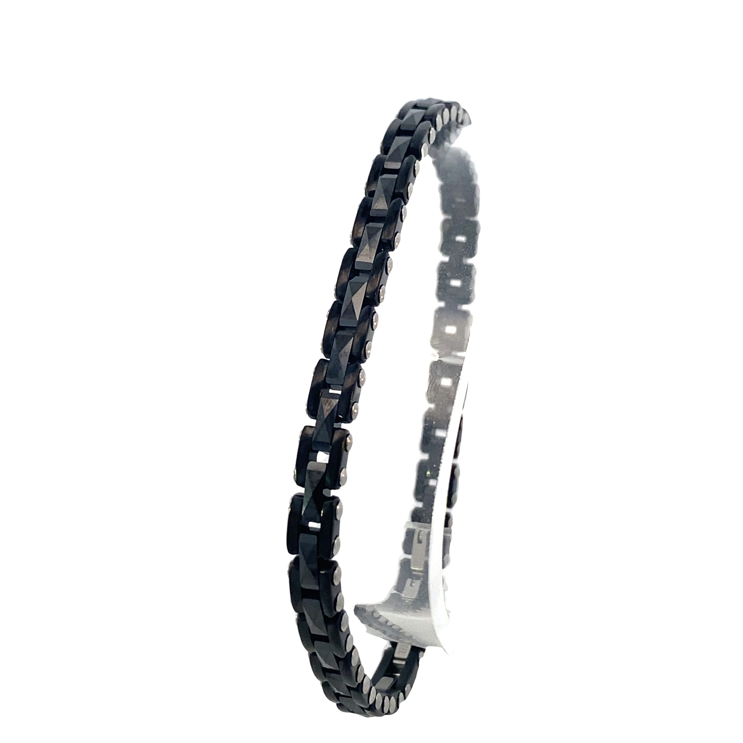 Hector by Marcello Pane Square Ceramic Black Link Bracelet