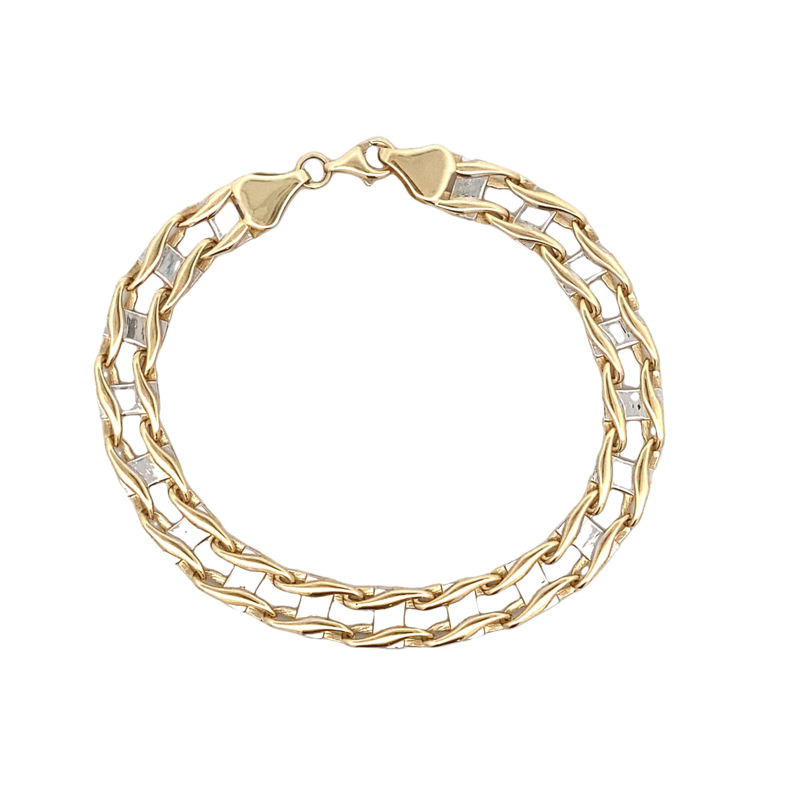 14k Gold Reversible Two Tone Link Bracelet