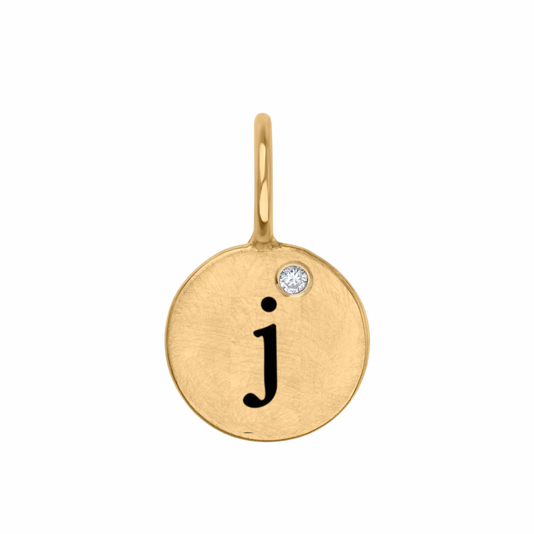 Gold Single Initial Round Charm "J"