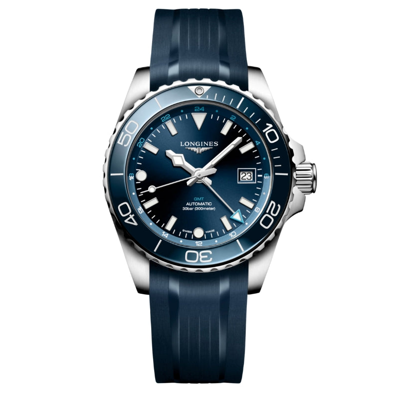 Longines Hydroconquest Blue Dial Rubber Strap GMT 41mm - L3.790.4.96.9