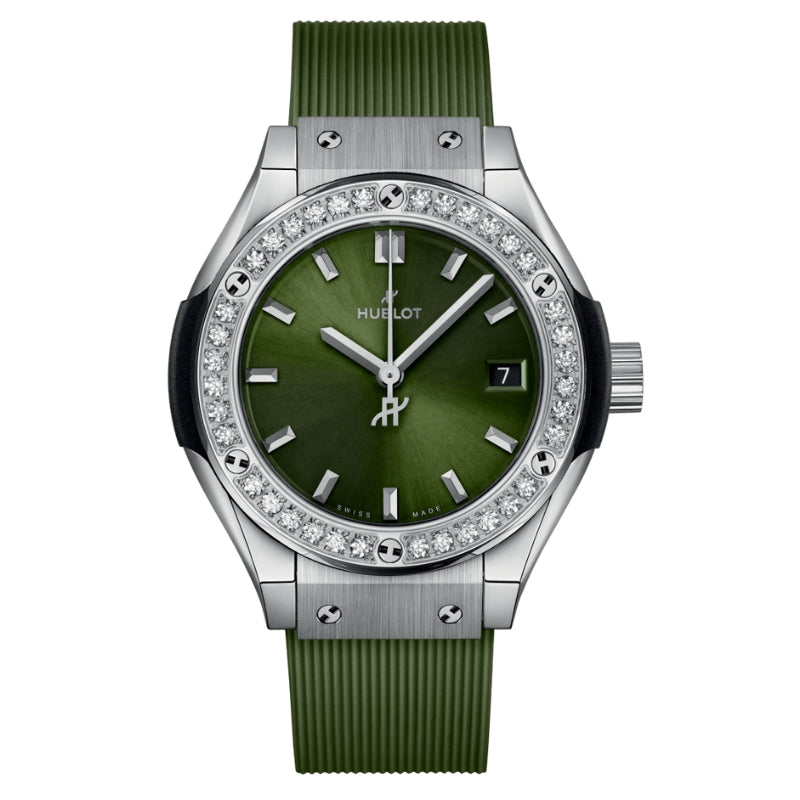 Hublot Classic Fusion Titanium Green Diamonds 33mm - 581.NX.8970.RX.1104