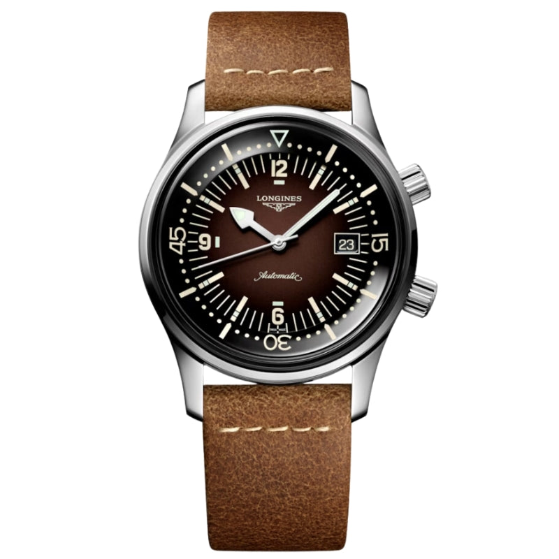Longines Legend Diver Brown Dial Leather Strap 42mm - L3.774.4.60.2