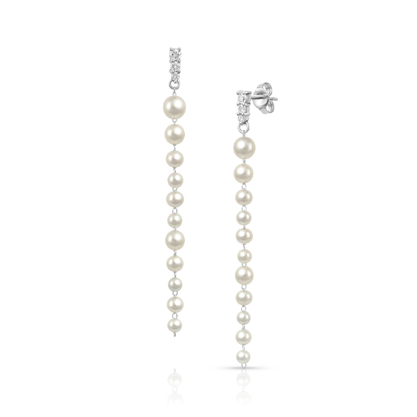 Baggins 14k White Gold Akoya Pearl Dangle Earrings- BEST-418