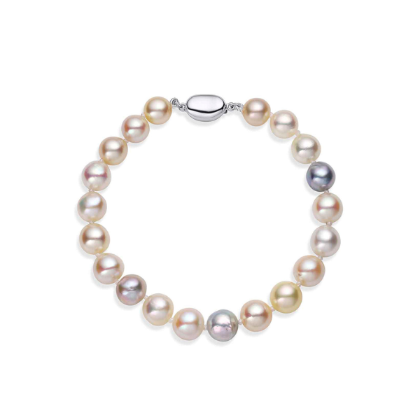 Baggins 14k White Gold Multicolor Akoya Baroque Bracelet- BB-3314MAK-8/BCS-282