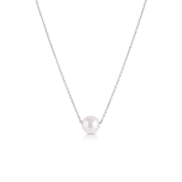 Baggins 14k White Gold Akoya Cultured Pearl Simple Necklace - BNJA-457B