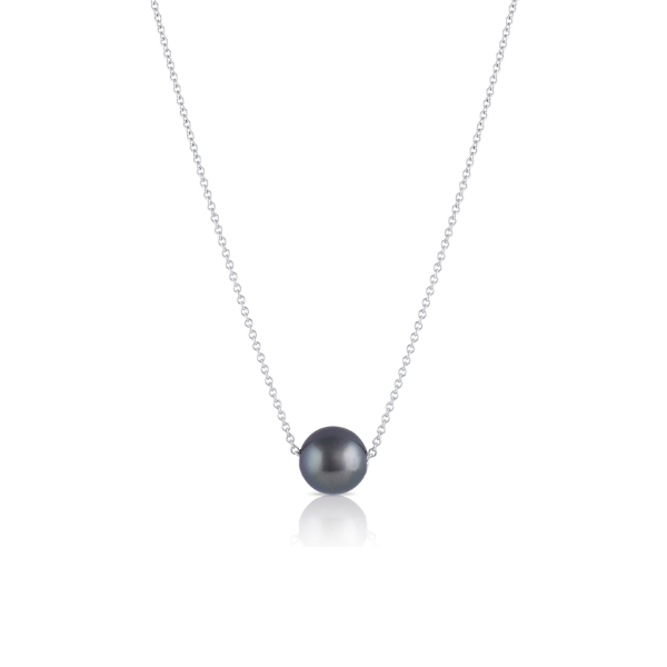 Baggins 14k White Gold Single Tahitian Pearl Simple Necklace - BNJA-457A