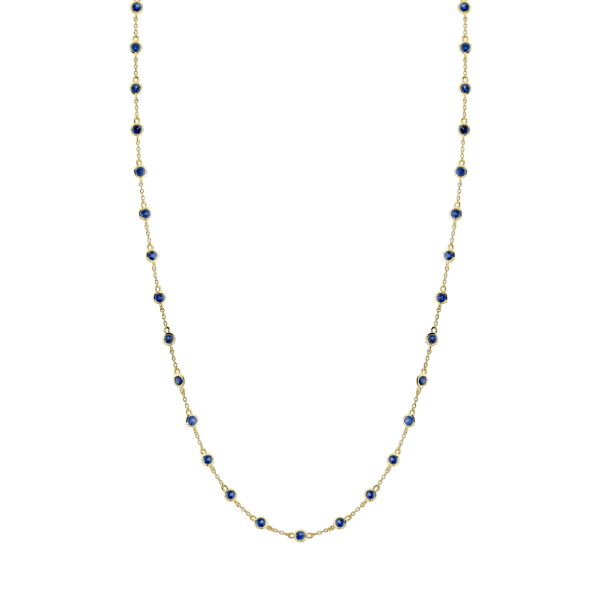 Sloane Street 18k Yellow Gold Bezel Set Blue Sapphire Necklace - SS-CH003G-BS-Y-18-16