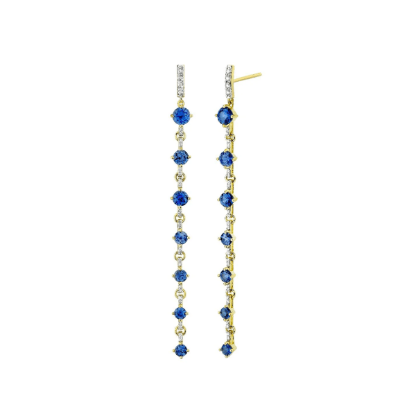 Sloane Street 18k Yellow Gold Blue Sapphire and Diamond Earrings - SS-E004K-BS-WDCB-Y