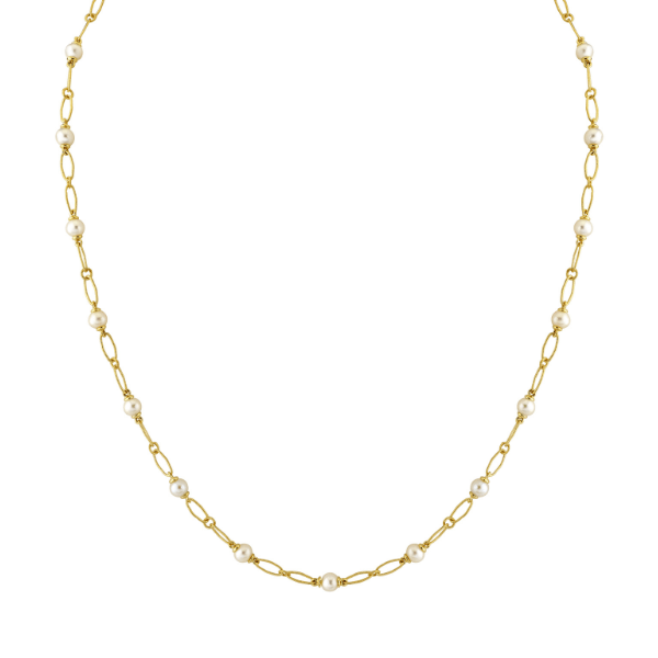Sloane Street 18k Yellow Gold Pearl Lacey Chain - SS-CH010L-WP-Y-18-16
