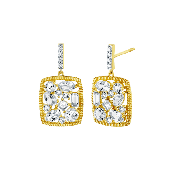 Sloane Street 18k Yellow Gold Mix Shape White Topaz Cluster Earrings - SS-E008L-WT-WDCB-Y