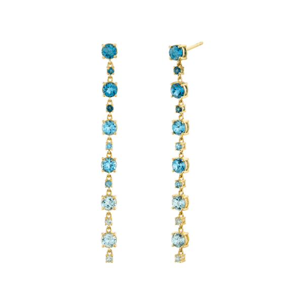 Sloane Street 18k Yellow Gold Ombre Blue Topaz Drop Earrings - SS-E033K-LB-SWB-BTSK-Y
