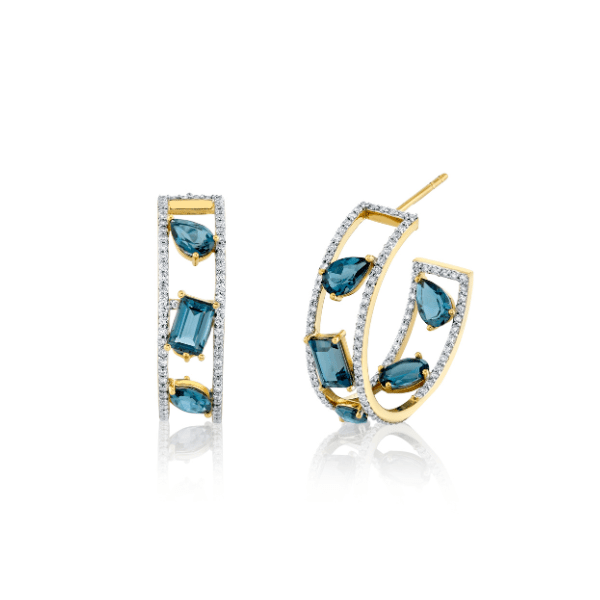 Sloane Street 18k Yellow Gold Mix Shape Blue Topaz Earrings - SS-H001L-LB-WDCB-Y